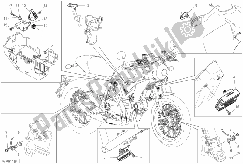 All parts for the 13d - Electrical Devices of the Ducati Scrambler Cafe Racer Thailand USA 803 2019